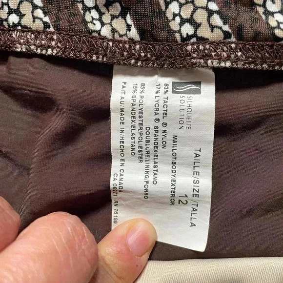 🎈2/$40🎈Silhouette Solutions Brown White Bikini - size 12 - Picture 2 of 3